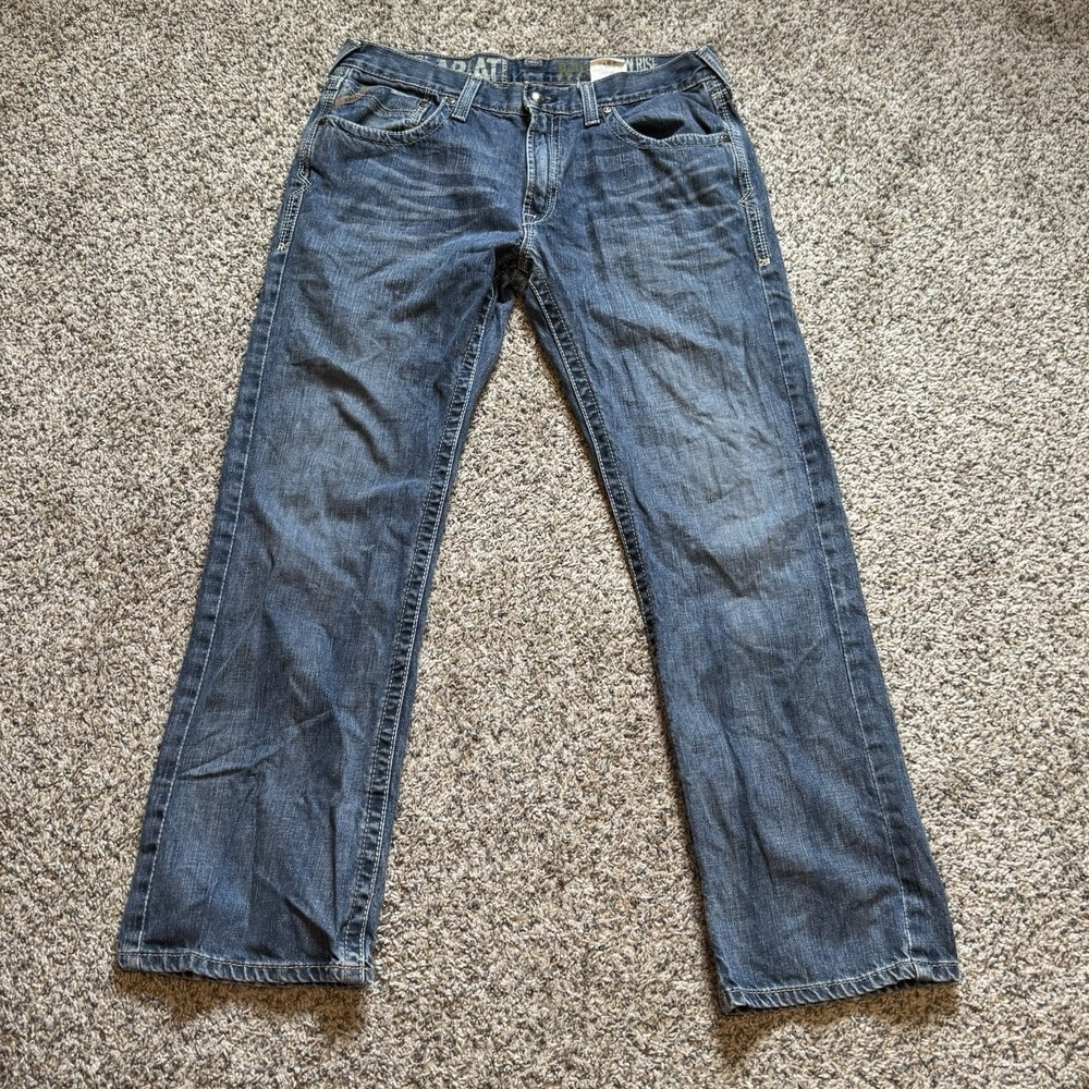 Ariat Jeans M5 Low Rise Straight Leg Fit Buffalo Nickle Men's 34x32 Whiskers Y2K